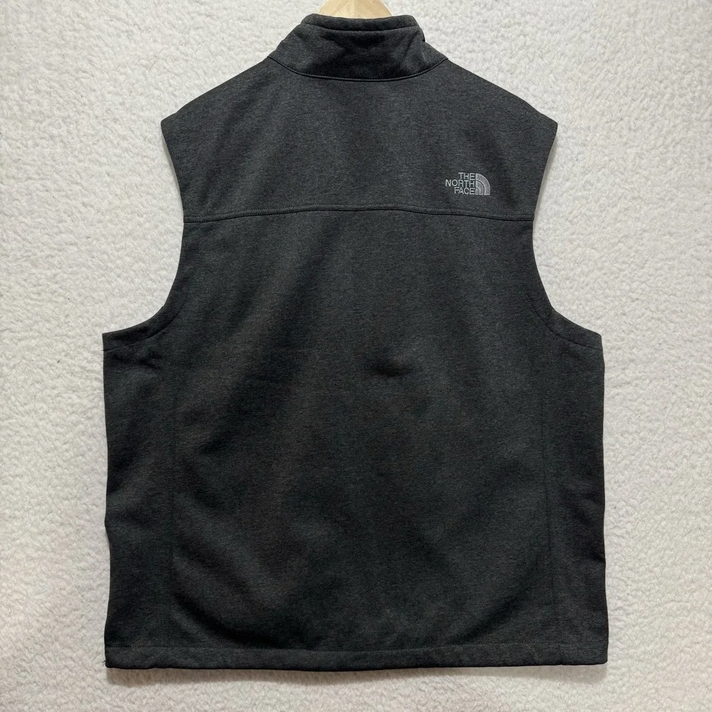 The North Face Mens Sz XL‎ Gray Puffer Vest Full Zip Pockets Corp Logo